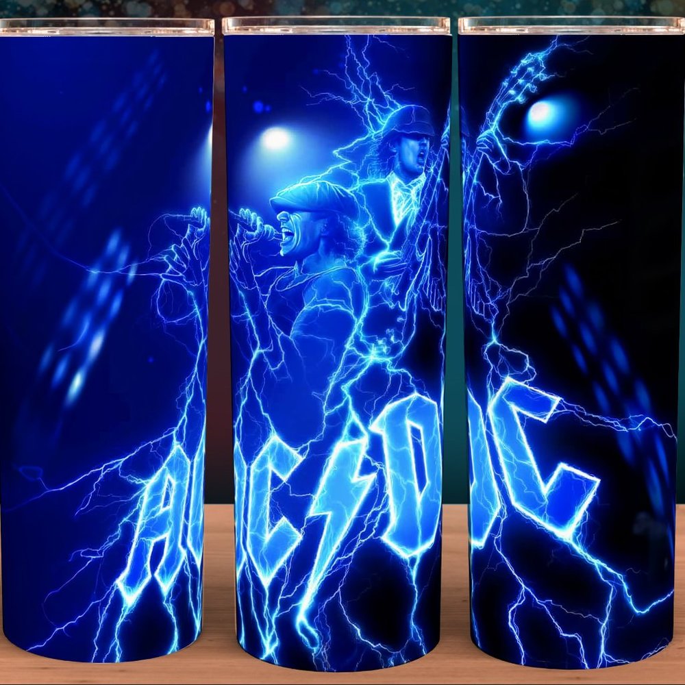 AC DC Lightning Metal Rock Band Cup Mug Tumbler